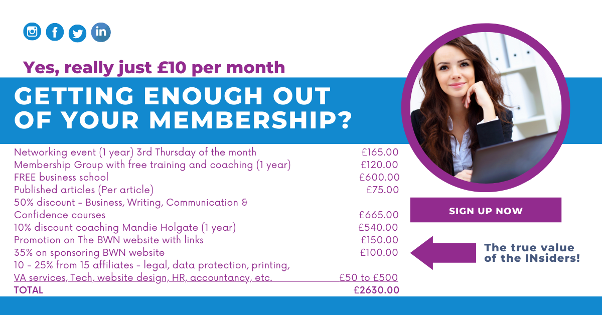 business womans networking and business school membership £10 Insiders